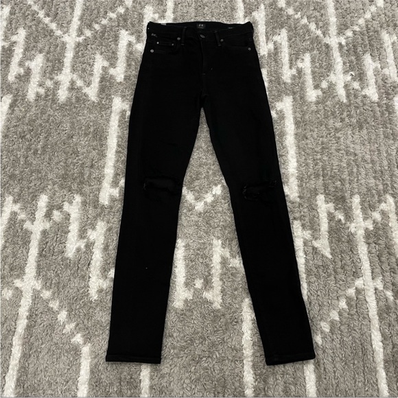 Citizens of Humanity COH Rocket High Waist Skinny Jeans in Distressed Darkness - Picture 2 of 10